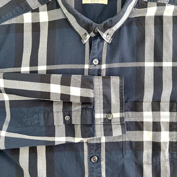 Burberry Brit Check Print Button Down Shirt in Ink Blue Size XL - Picture 4 of 10